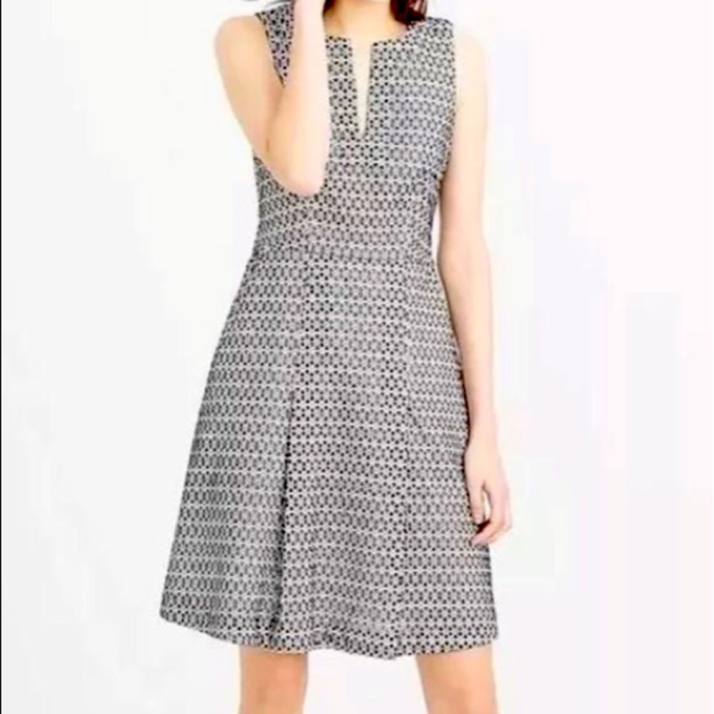 JCrew Ivory/Black Eyelet Fit & Flare A-line Dress